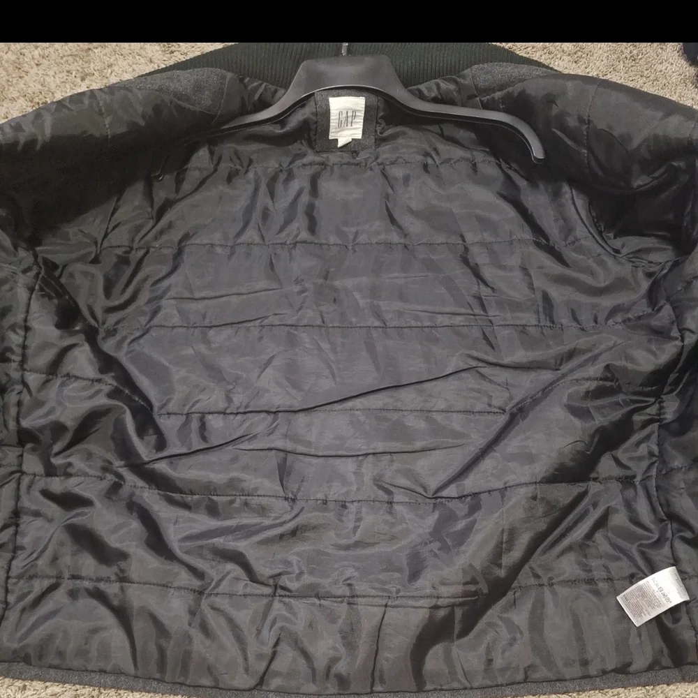 GAP Lined Zip Up Dark Gray Wool Jacket Coat-XL